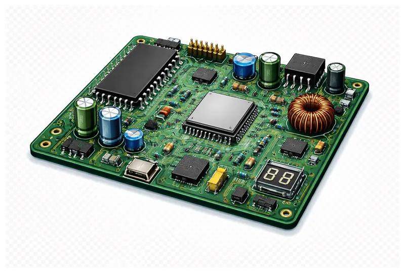 Circuit board close-up illustration