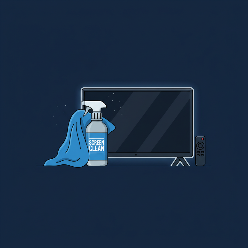 Cleaning supplies near electronics