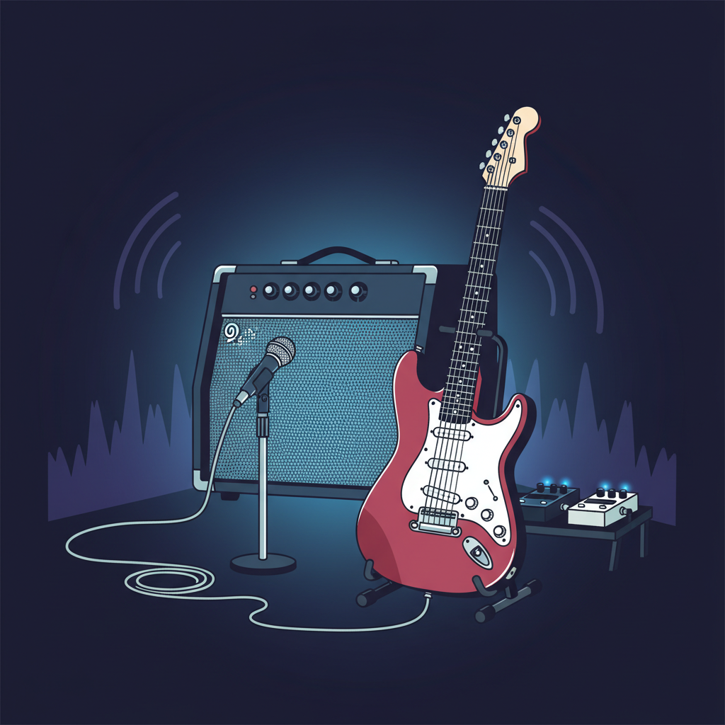 Guitar amplifier with electric guitar