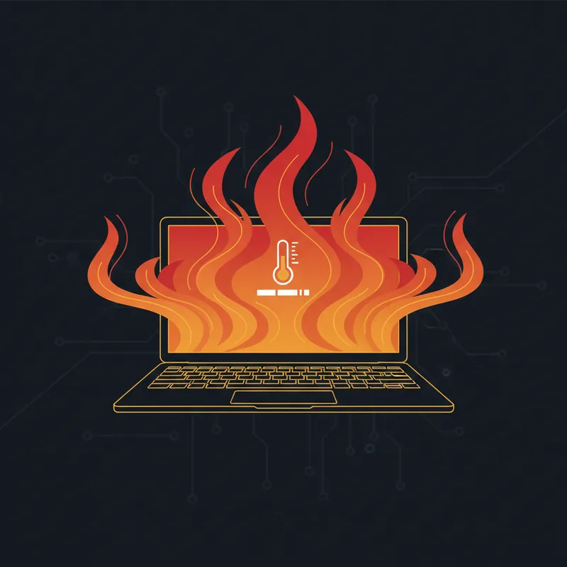 Laptop computer with heat waves rising