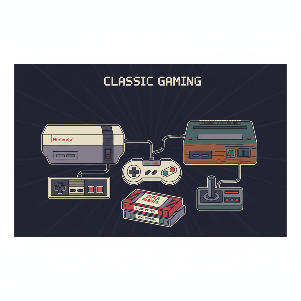 Retro gaming consoles collection