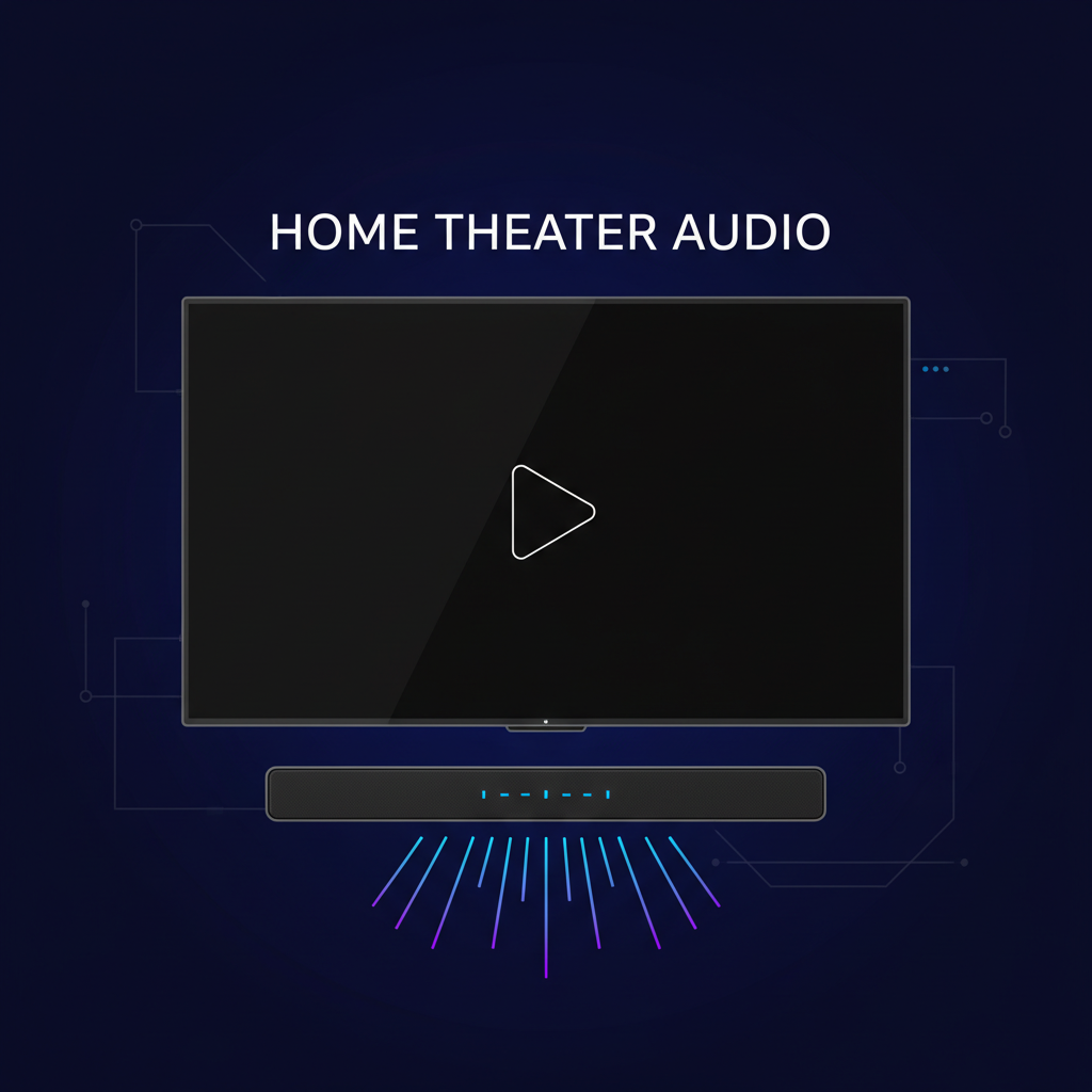 Soundbar speaker beneath flat screen TV