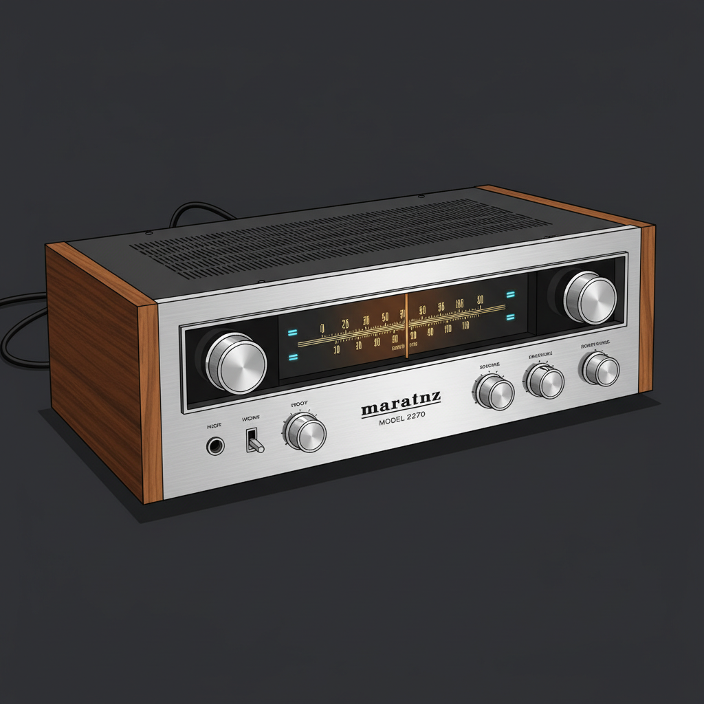 Vintage stereo receiver with wood panels