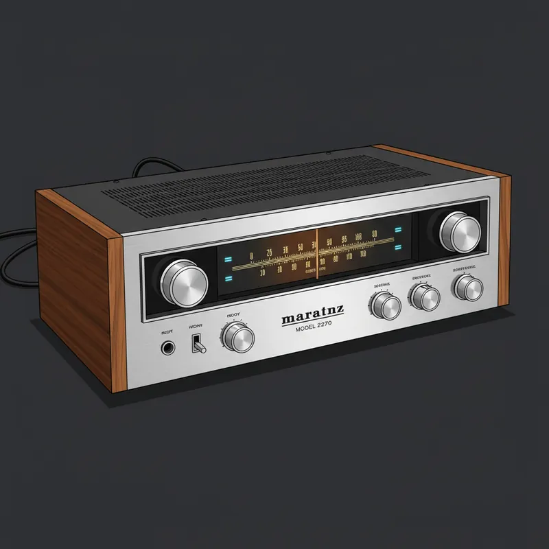 Vintage stereo receiver with wood panels