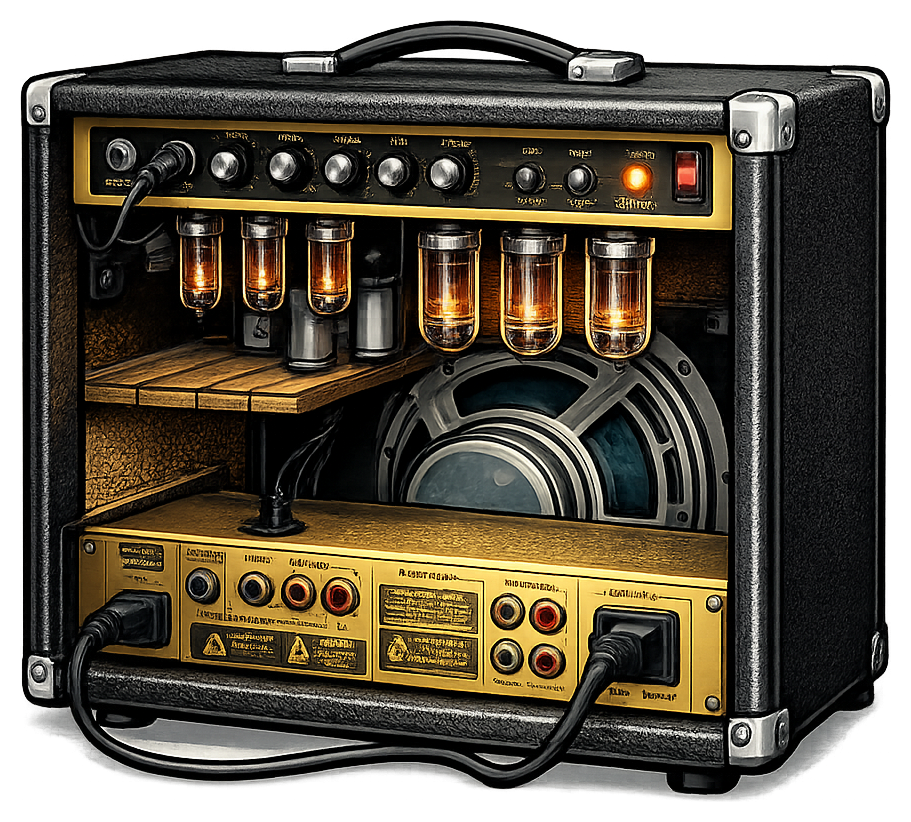 Vintage tube amplifier illustration