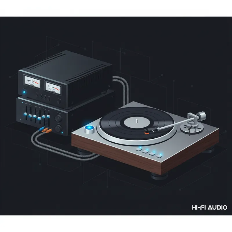 Vintage turntable record player with vinyl record