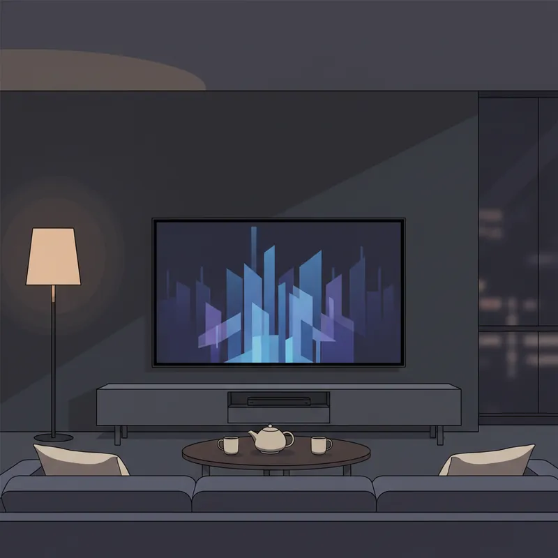 Modern flat screen TV in living room