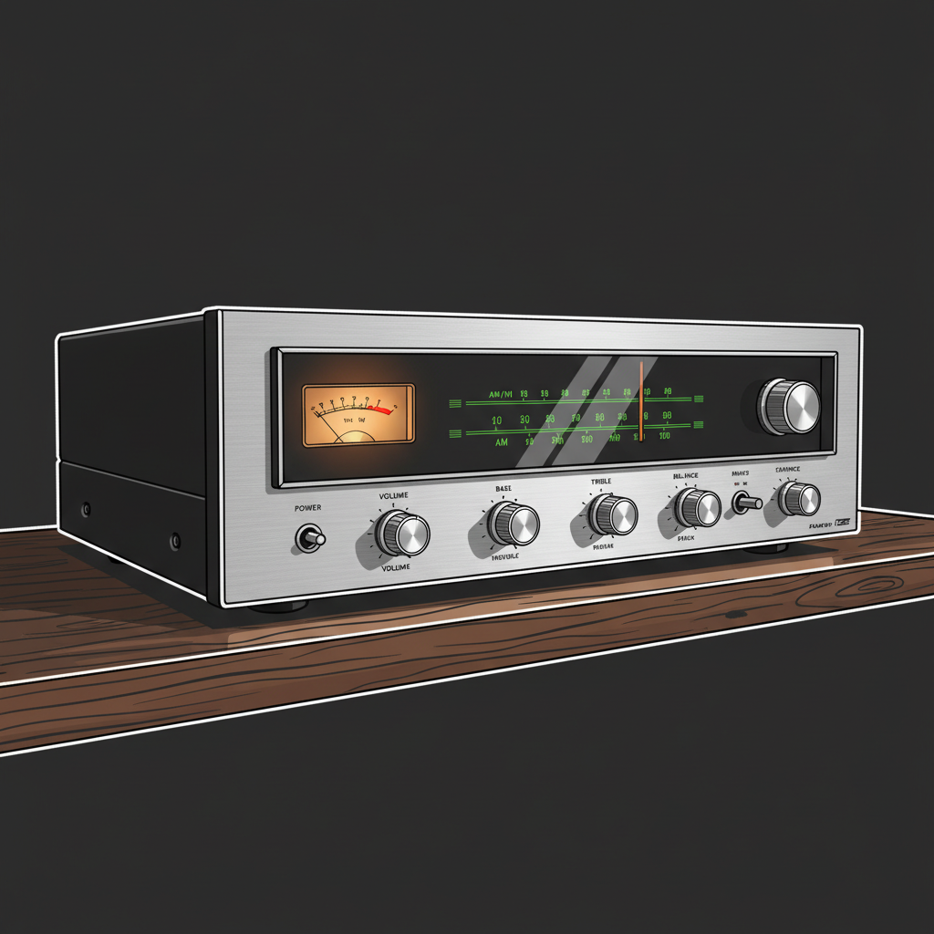 Vintage audio equipment on shelf