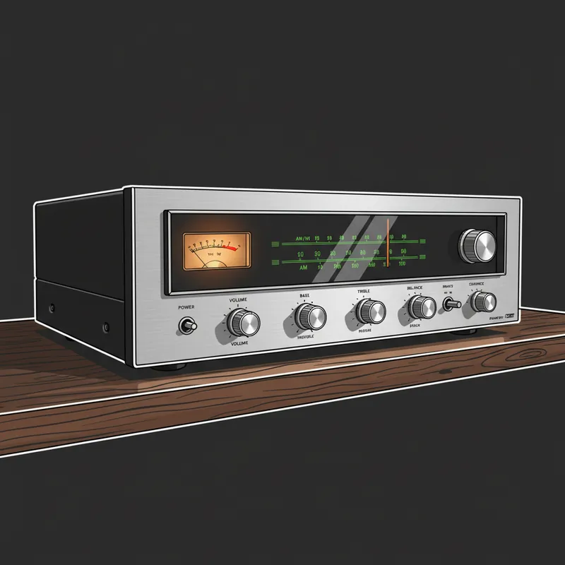 Vintage audio equipment on shelf