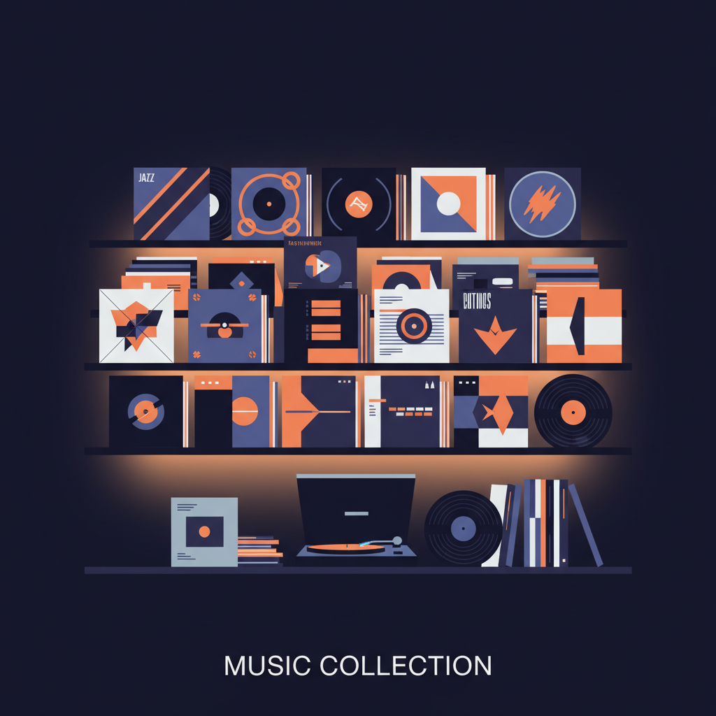 Vinyl record collection with album covers